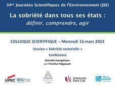 JSE 2023 - Colloque scientifique 16/03 - Session 'Sobriété sectorielle' - Conférence de l'Institut Négawatt