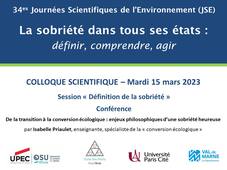 JSE 2023 - Colloque scientifique 15/03 - Session 'Définition de la sobriété' - Conférence Isabelle Priaulet