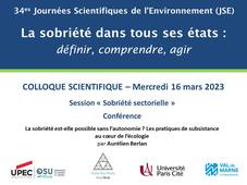 JSE 2023 - Colloque scientifique 16/03 - Session 'Sobriété sectorielle' - Conférence d'Aurélien Berlan