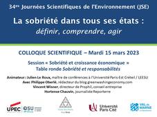JSE 2023 - Colloque scientifique 15/03 - Session 'Sobriété et croissance économique' - Table ronde